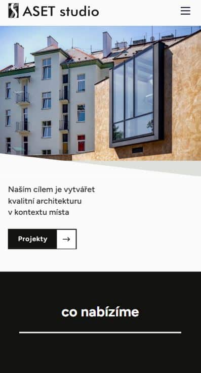 Screenshot of the ASET studio website.