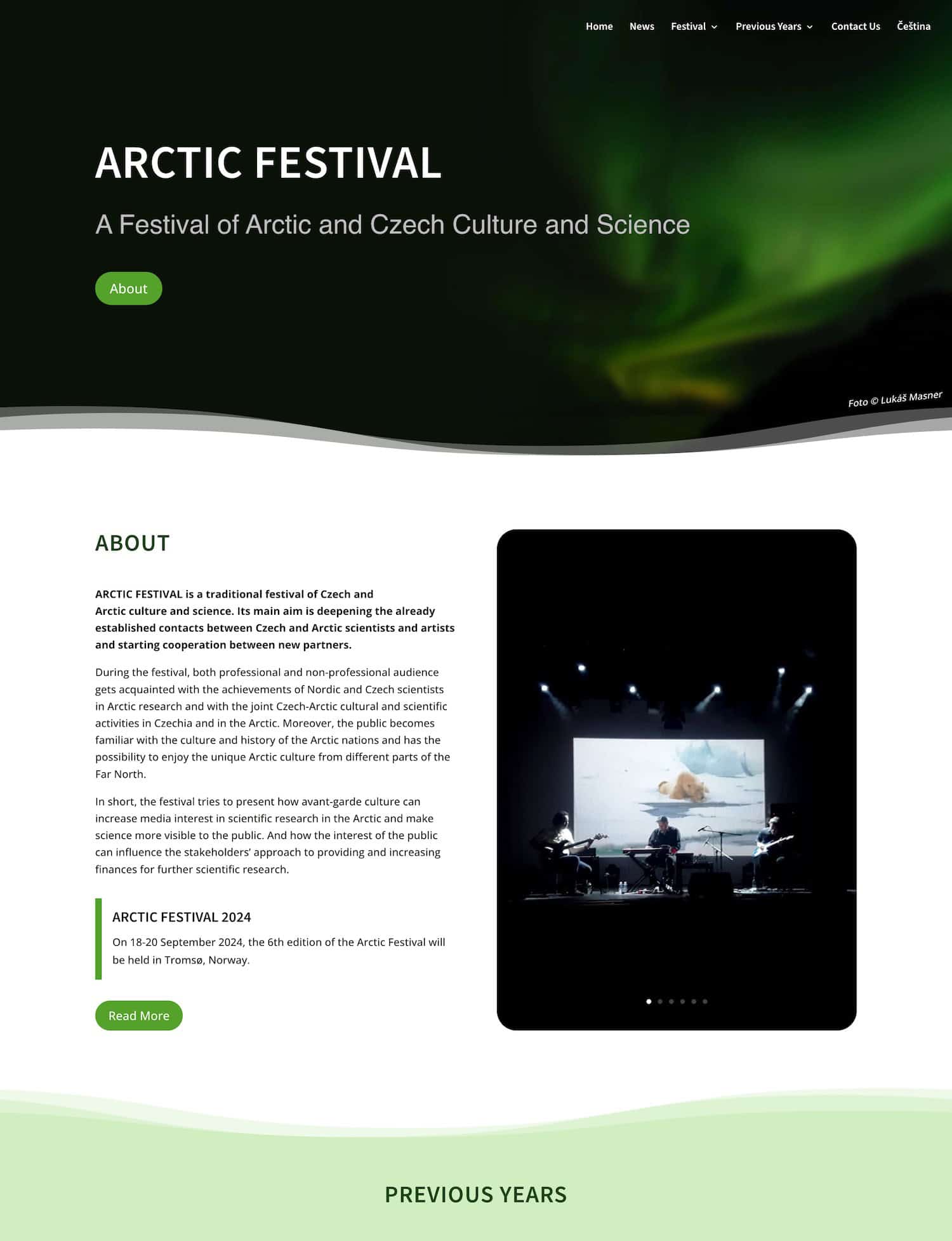 Screenshot of the Arctic Festival website.