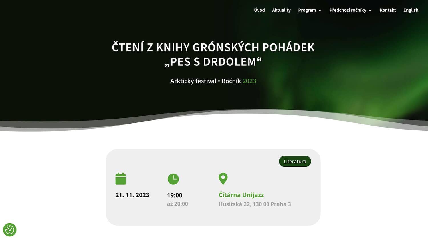 Screenshot of the Arctic Festival website.
