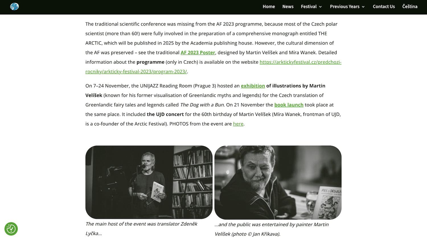 Screenshot of the Arctic Festival website.
