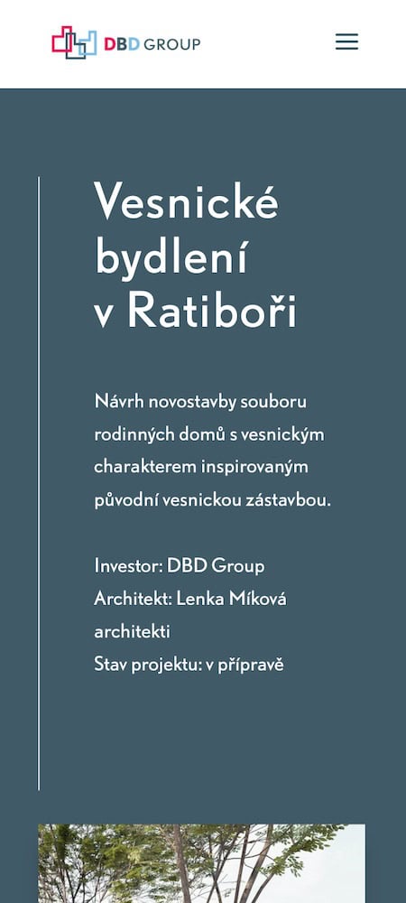 Screenshot of the DBD Group website – mobile version.