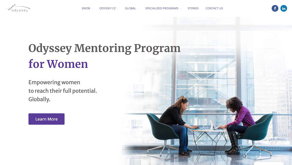 Screenshot of the Odyssey website, a business mentor database.
