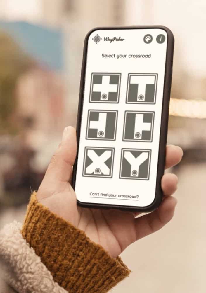 Screenshot of the WayPicker mobile app,