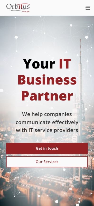 Screenshot of the Orbitus website.