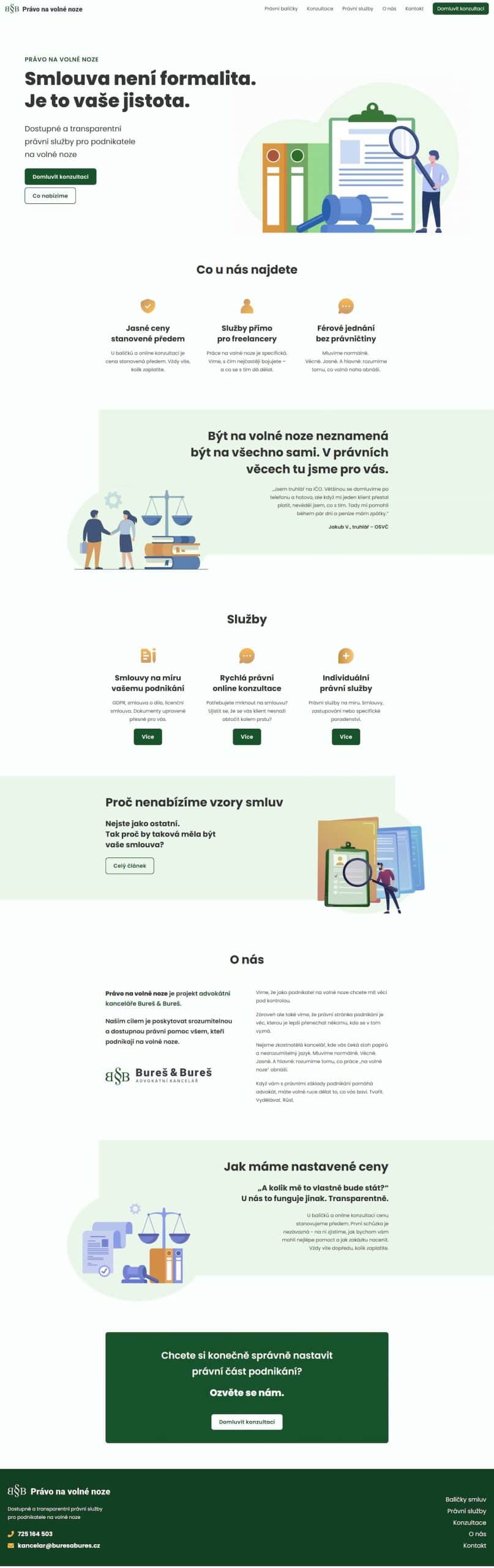 Screenshot of the Právo na volné noze website.